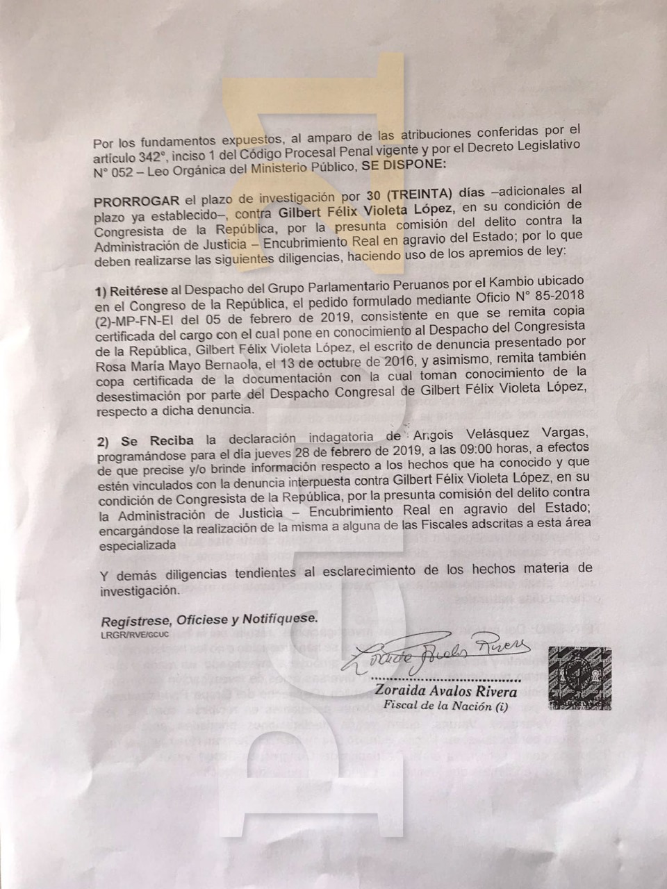Documento de ampliación de investigación a Gilbert Violeta.