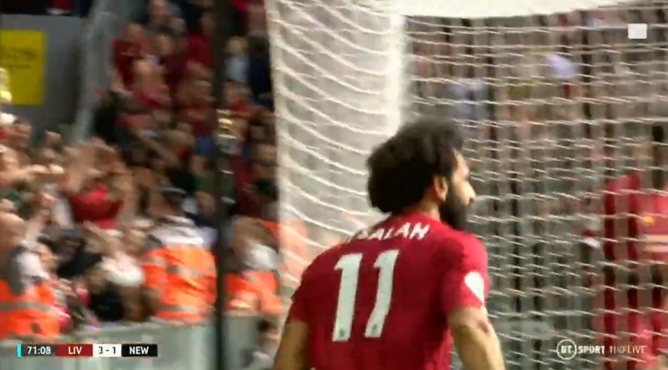 ¡Apareció el 'Faraón'! El golazo de Salah tras combinación con Firmino para el 3-1 de Liverpool ante Newcastle