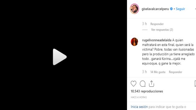 Gisela respondió a mensajes en Instagram. (Imagen: giselavalcarcelperu)