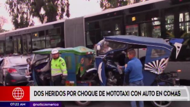 Comas: accidente vehicular deja dos heridos de gravedad