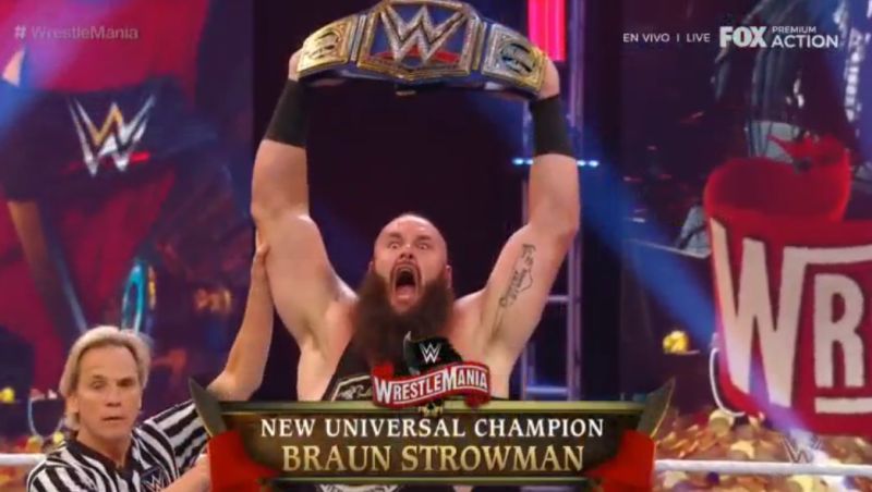 Braun Strowman derrotó a Goldberg y ganó el título de WWE en WrestleMania 36. (Video: FOX Action/WWE)