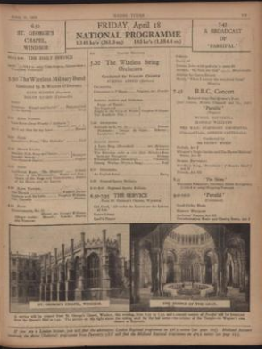 El programa oficial de transmisión de la BBC para aquel 18 de abril de 1930. (BBC)