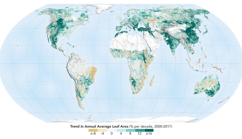 La NASA revela que la Tierra es más verde que hace 20 años