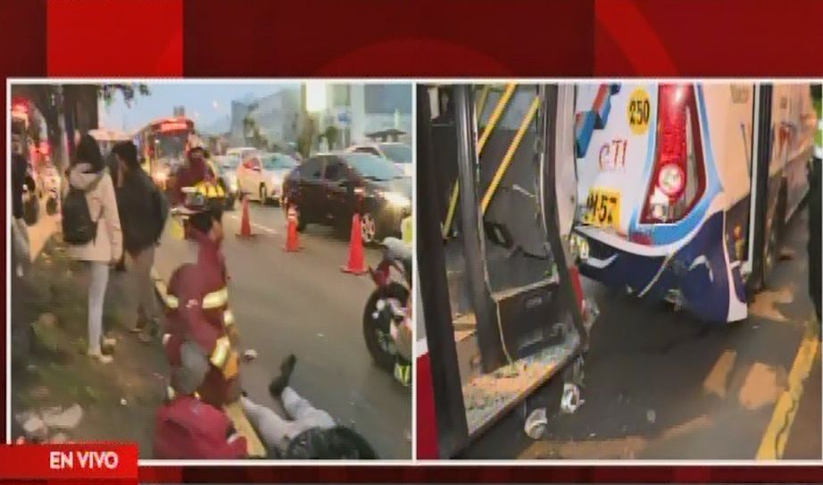 Surco: choque entre bus del Corredor Rojo y ómnibus dejó al menos cuatro heridos