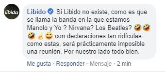Así respondió Libido a lo dicho por Toño Jáuregui. (Foto: Captura Facebook)