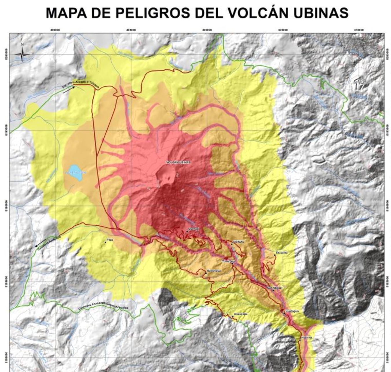 Mapa del Volcán Ubinas. (Ingemmet)