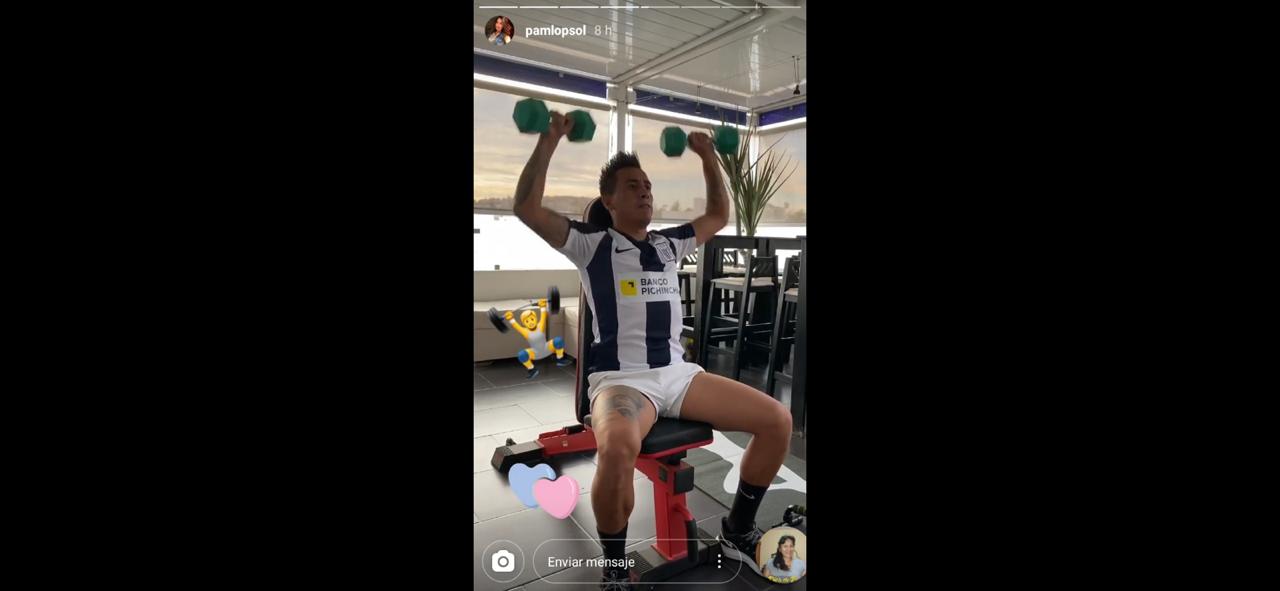 El entrenamiento de Chrristian Cueva en tiempo de cuarentena. (Captura)