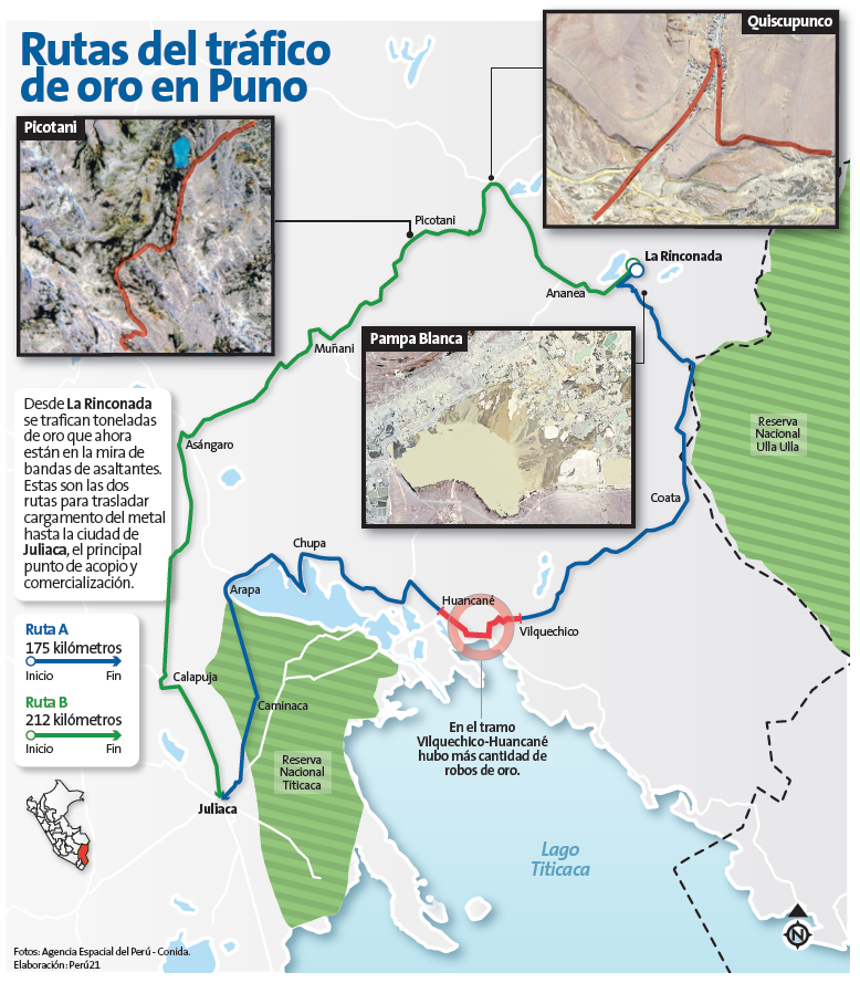 Las rutas de tráfico de oro en Puno