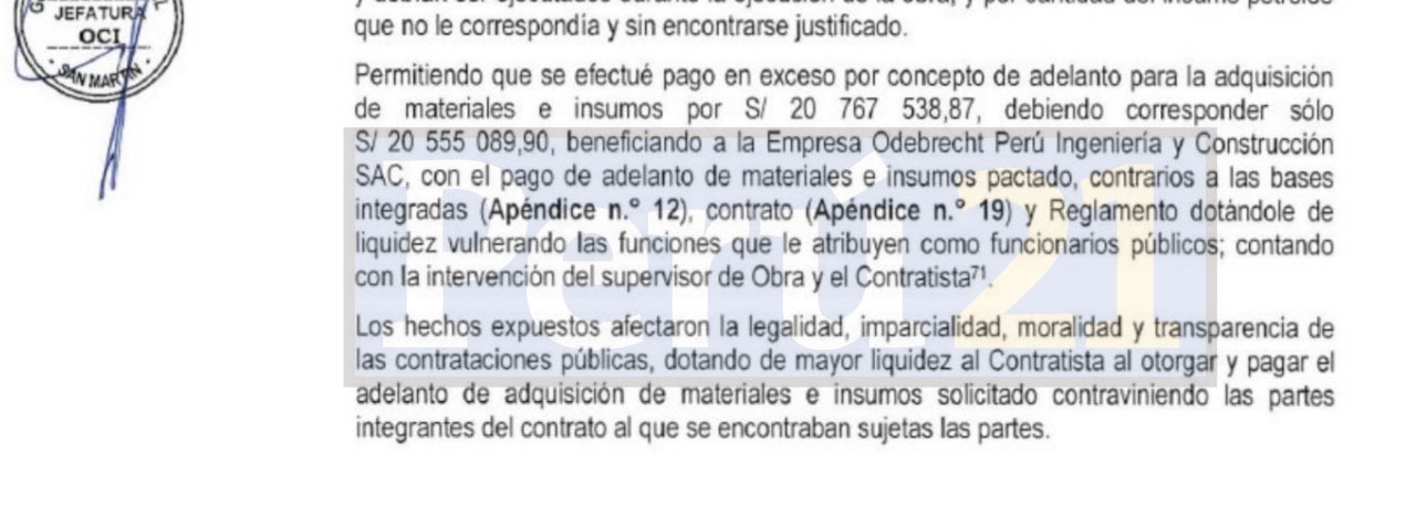 Conclusiones del informe de la OCI del gobierno regional de San Martín.