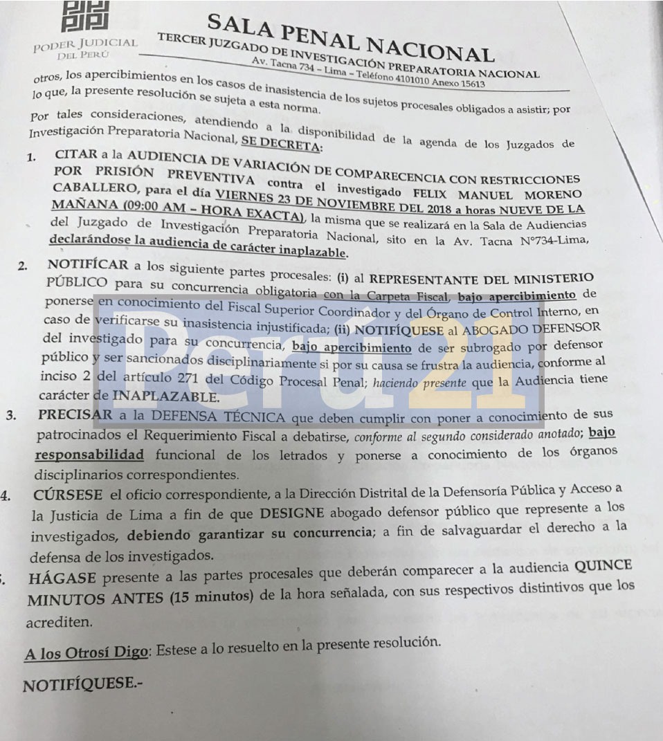 Solicitud fiscal de prisión preventiva para Félix Moreno.