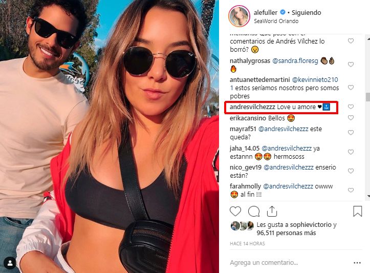 Este es el comentario de Andrés Vílchez en el Instagram de 'Ale'. (Foto: Captura de Instagram)