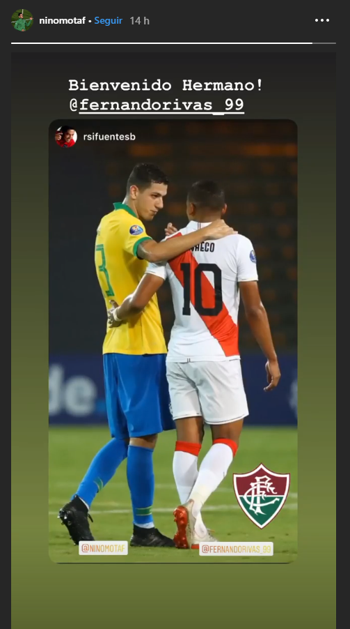 Nino le dio la bienvenida a Fluminense a Fernando Pacheco (Instagram)