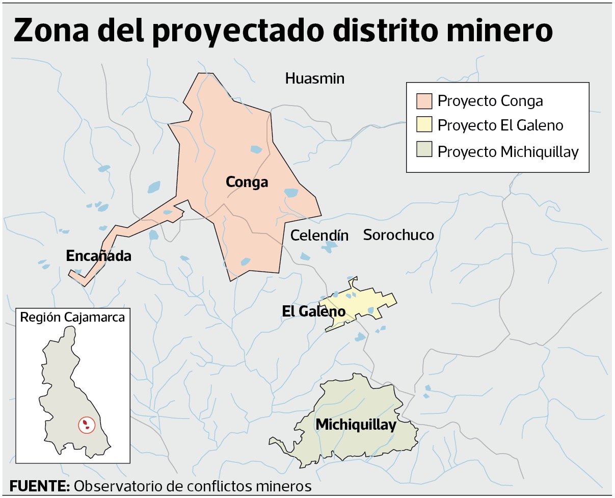 Michiquillay, Galeno y Conga planean ser un clúster minero