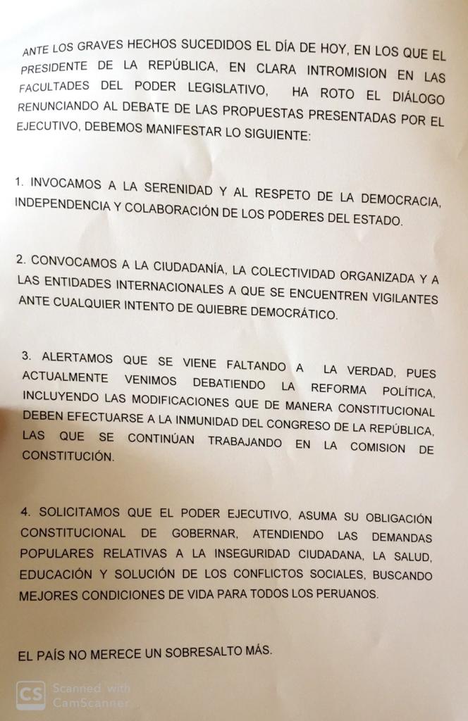 Bancada de Fuerza Popular ofreció conferencia tras frustrada presentación del premier en la Comisión de Constitución.
