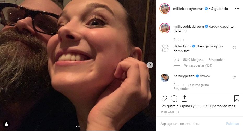 Millie Bobby Brown compartió una preciosa foto al lado de David Harbour y fueron protagonistas de diversas teorías sobre la cuarta temporada de Stranger Things (Foto: Instagram)