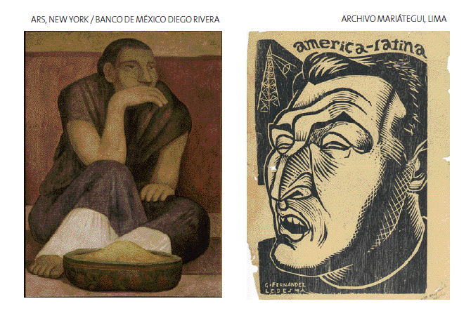 “Vendedora de pinole” (1924) de Diego Rive-ra y “América Latina (Víctor Raúl Haya de la Torre)” (ca. 1925-1928) de Gabriel Fernández Ledesma.