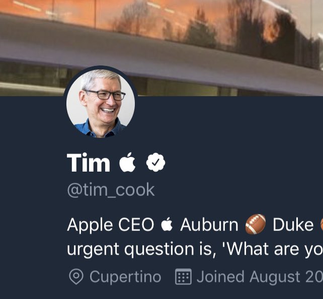 Perfil actualizado de Tim Cook. (Foto: Twitter)