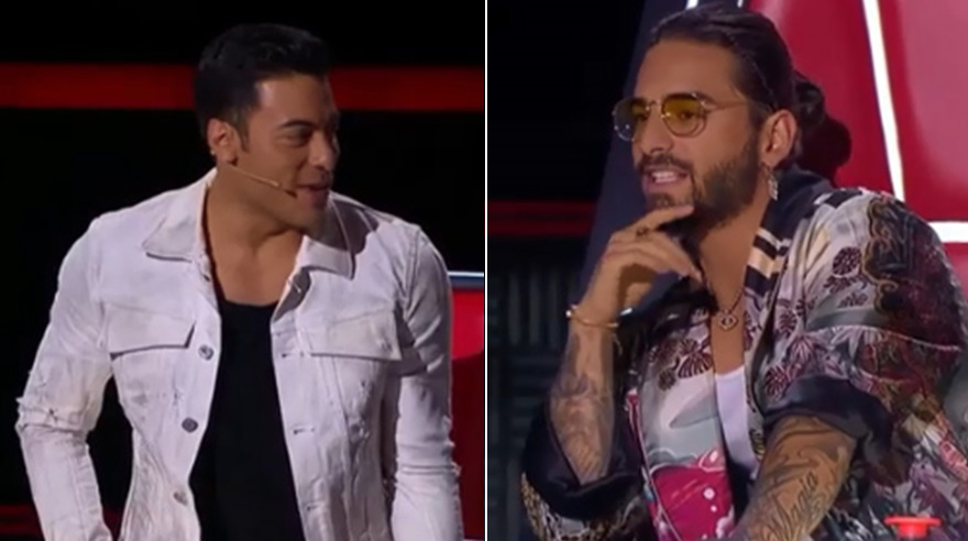 "La voz México": Maluma reaccionó así ante broma pesada de Carlos Rivera