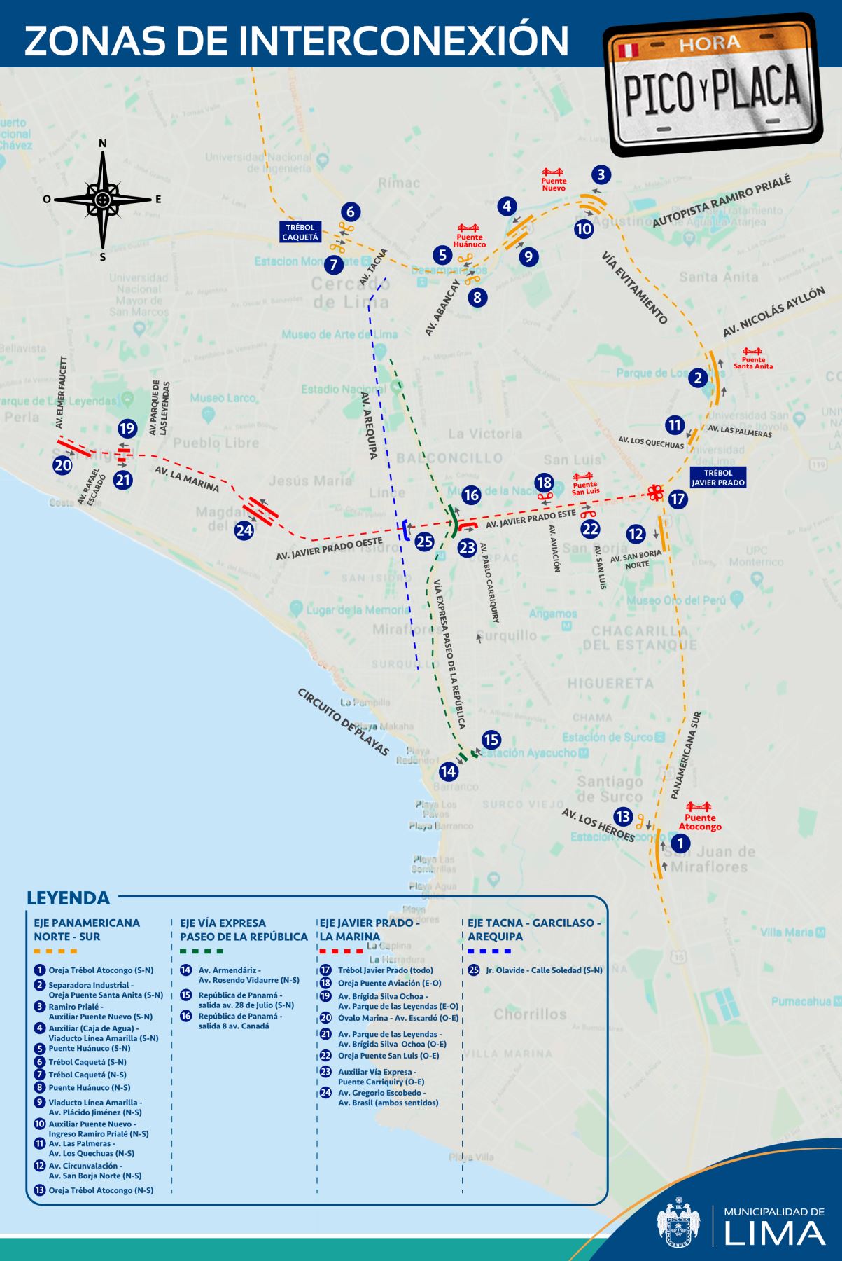 Municipalidad de Lima informa que son 25 zonas de interconexión en las que no se tomarán fotopapeletas. 