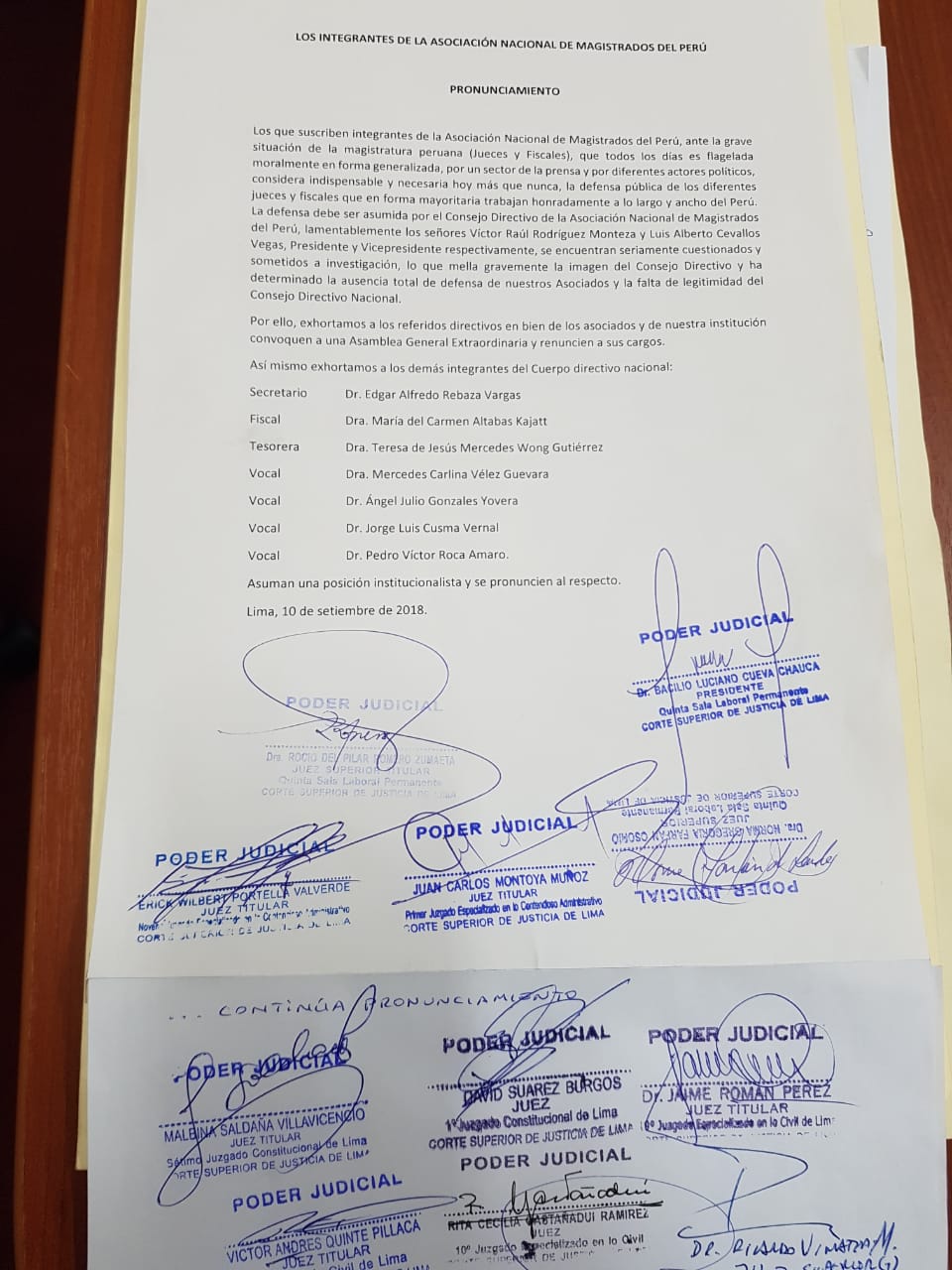 Asociación de Magistrados pidió renuncia de su presidente.