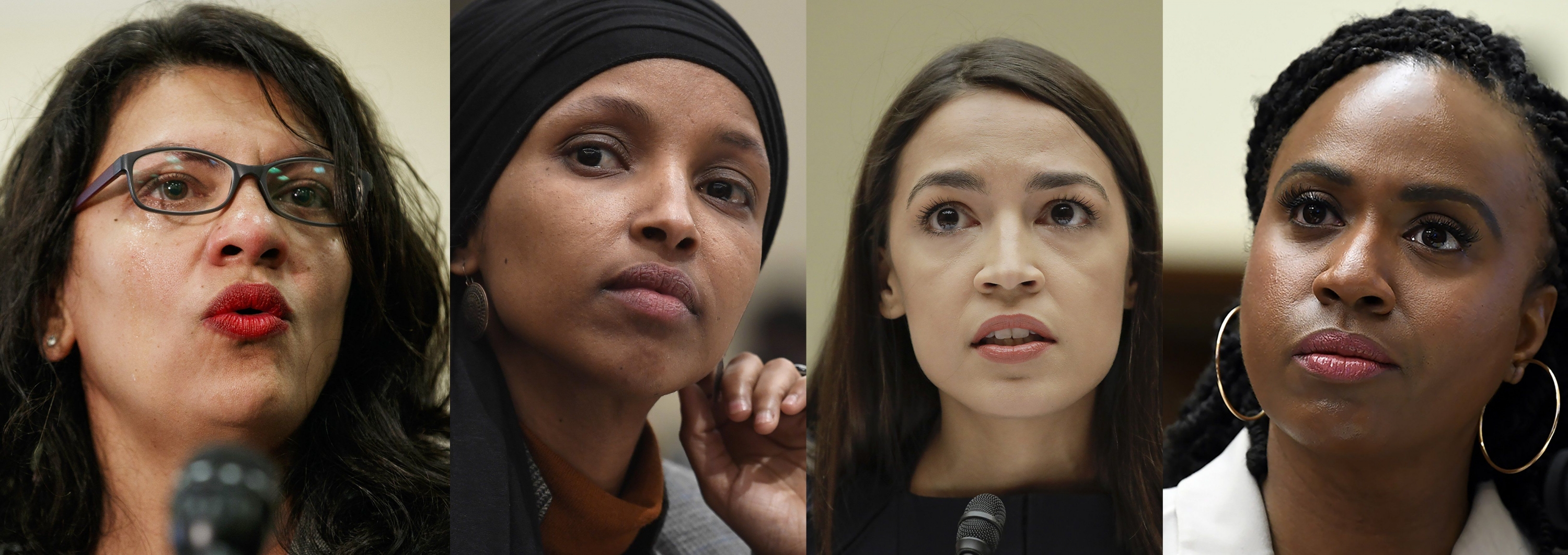 Las congresistas Rashida Tlaib, Ilhan Omar, Alexandria Ocasio-Cortez, y Ayanna Pressley. (Foto: AP)