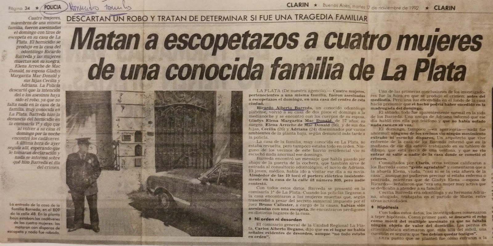 El crimen de Barreda fue titular durante meses en diversos diarios de Argentina. (Difusión)