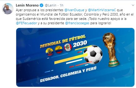 La propuesta del presidente de Ecuador para la organización del Mundial 2030.