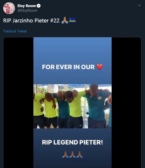 Así despidió el portero Eloy Room a su compañero Jairzinho Pieter. (Foto: Captura de Twitter)