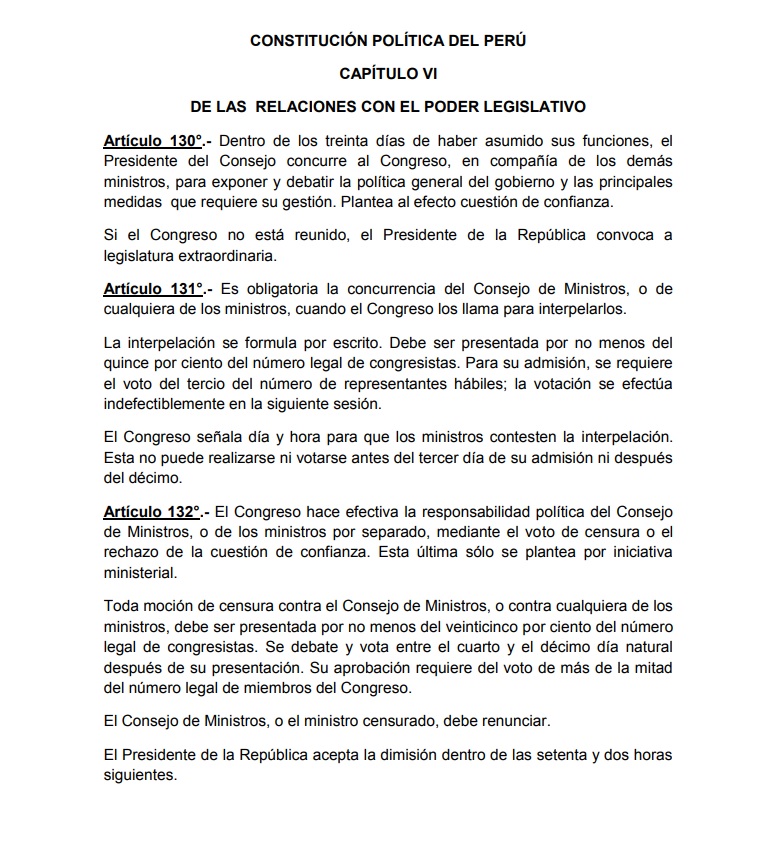 Capítulo VI de la Constitución Política