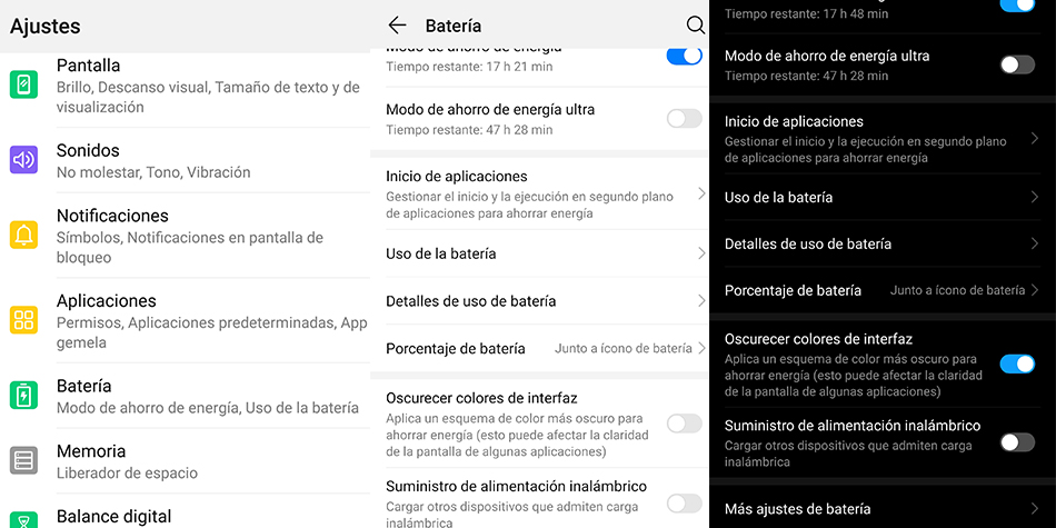 Así es como se puede habilitar el "modo oscuro" en la interfaz de los smartphones Huawei. (Foto: Captura)