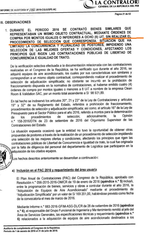 Parte del informe de la Contraloría.